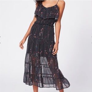 PAIGE // Women's Kalani Midi Dress - Black Multi - Size Medium